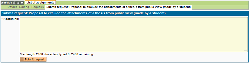 Application to exclude thesis attachments from public view